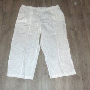 Woman Within Pull On Women Pants 34W Light Weight Elastic Waist Cotton White